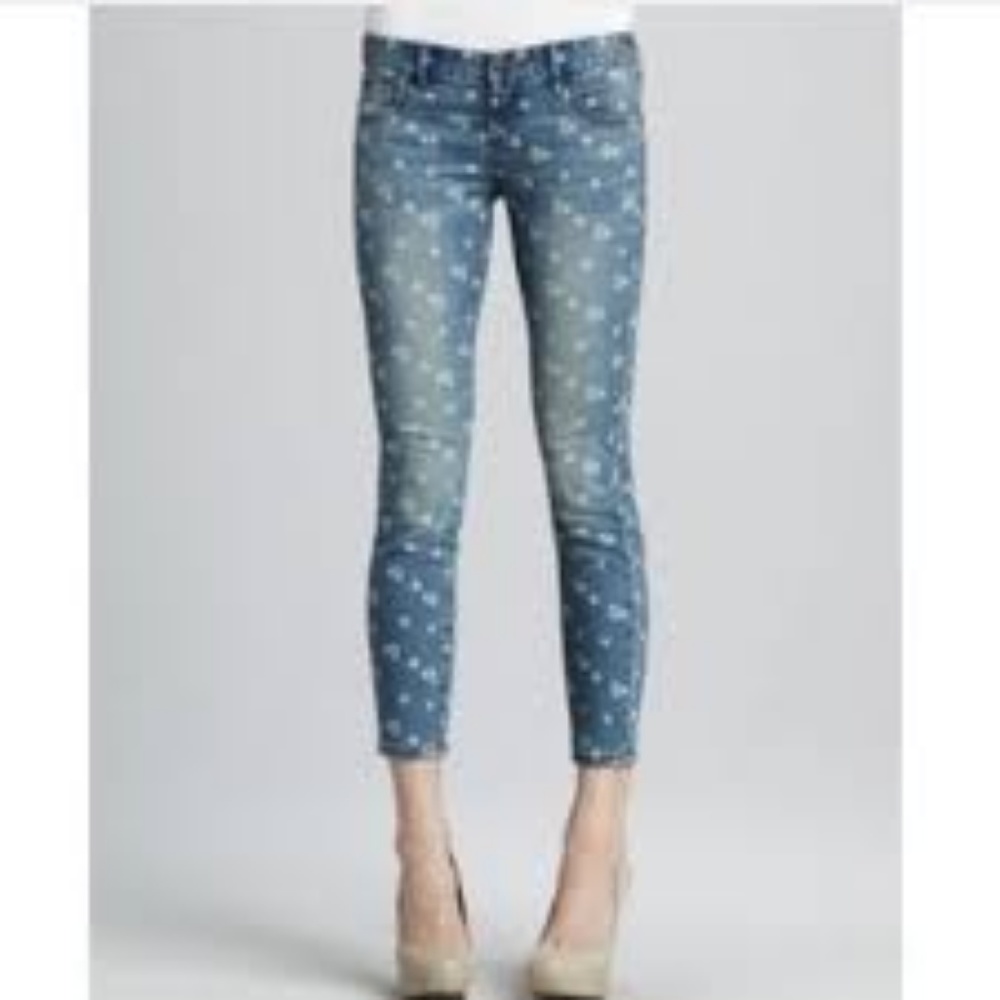 Free People Ditsy Floral Ankle Crop Jeans Sz: W28